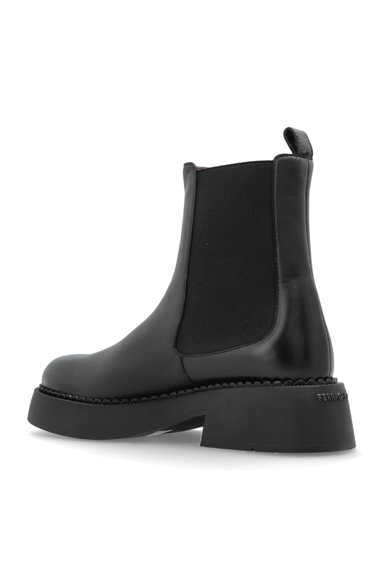 ロングブーツ SALVATORE FERRAGAMO Black Leather Tia Ankle Boots Black Chelsea boots `Tia` FERRAGAMO - Vitkac AS